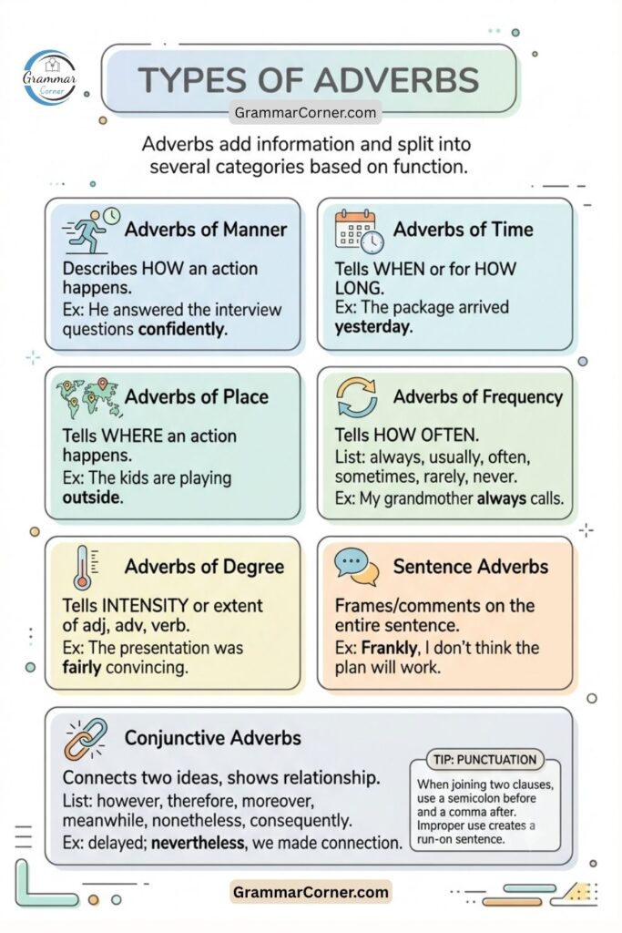Adverbs Chart (Types and Examples)