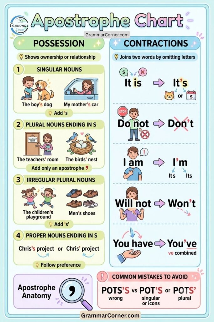 Apostrophe Chart (Usage Rules and Examples)
