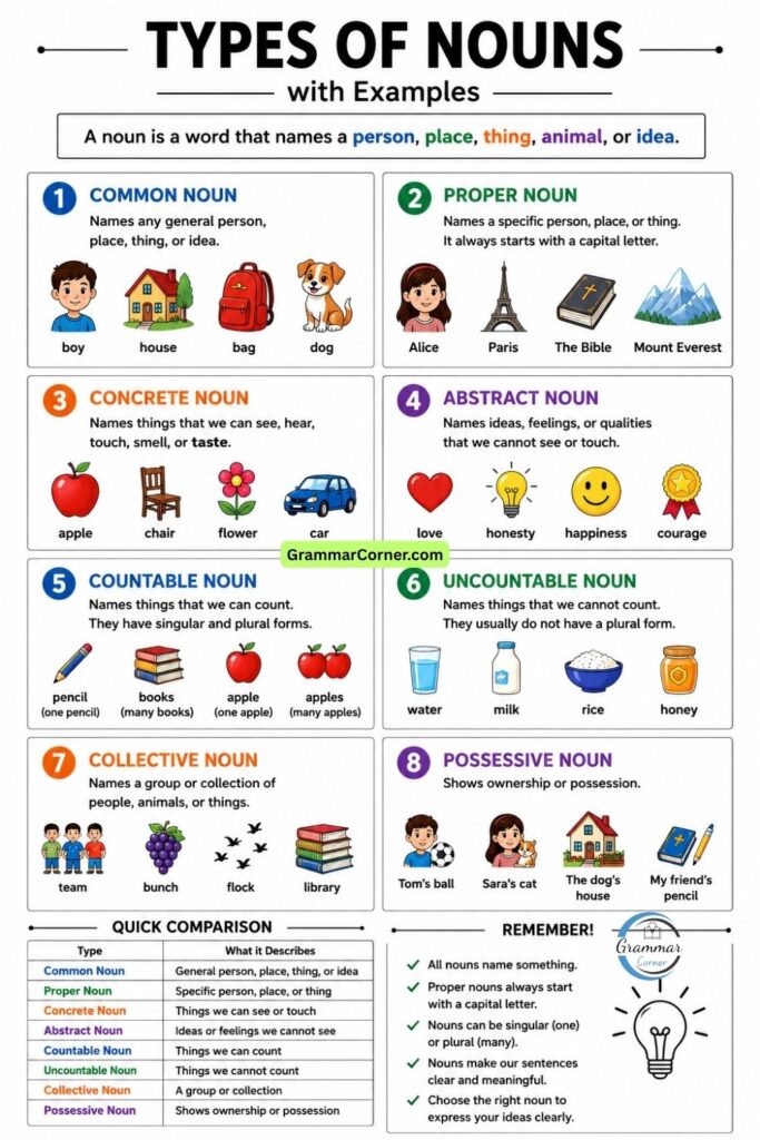 Noun Anchor Chart (8 Types and Examples)