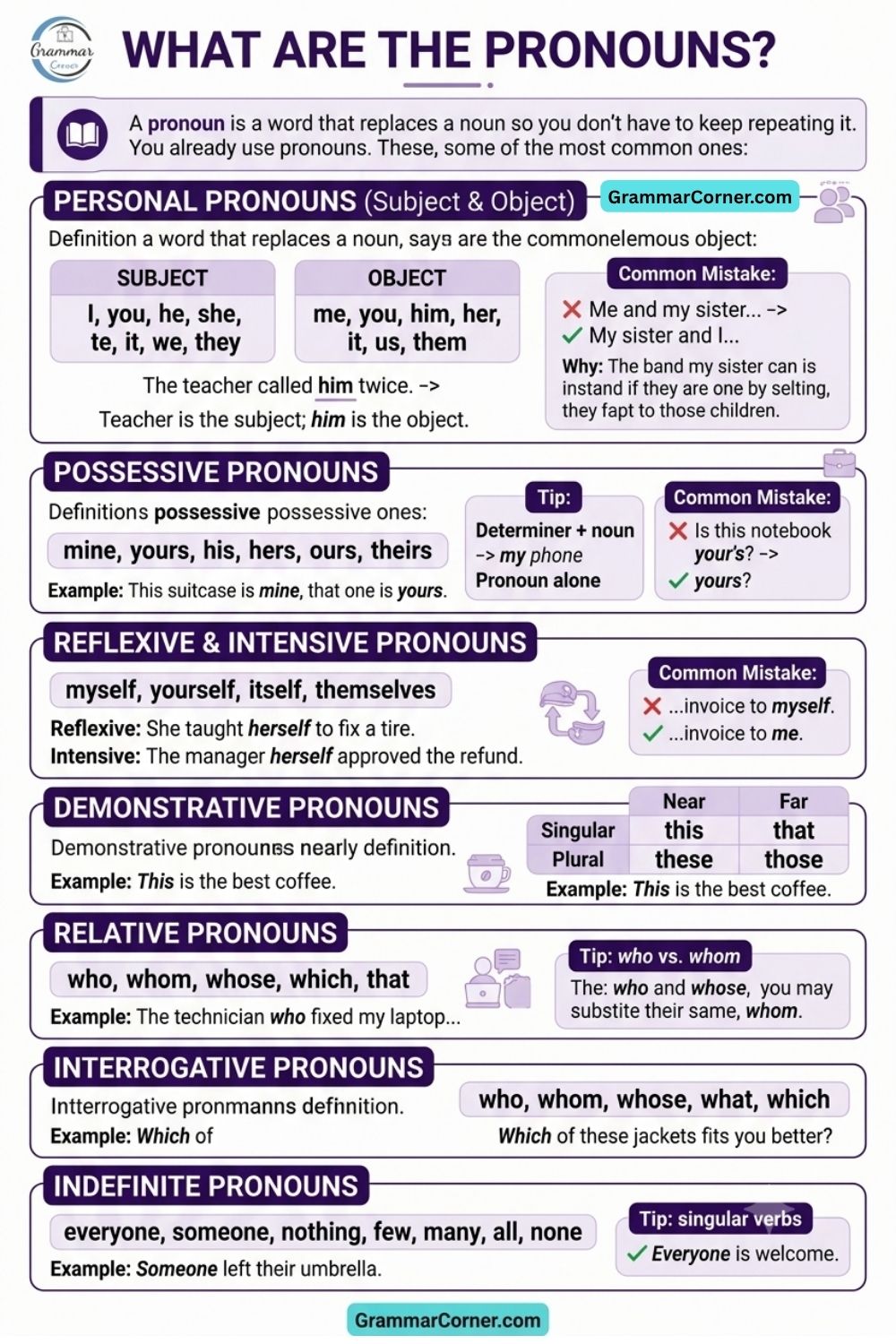Pronouns Chart - I, ME, MY, MINE, MYSELF
