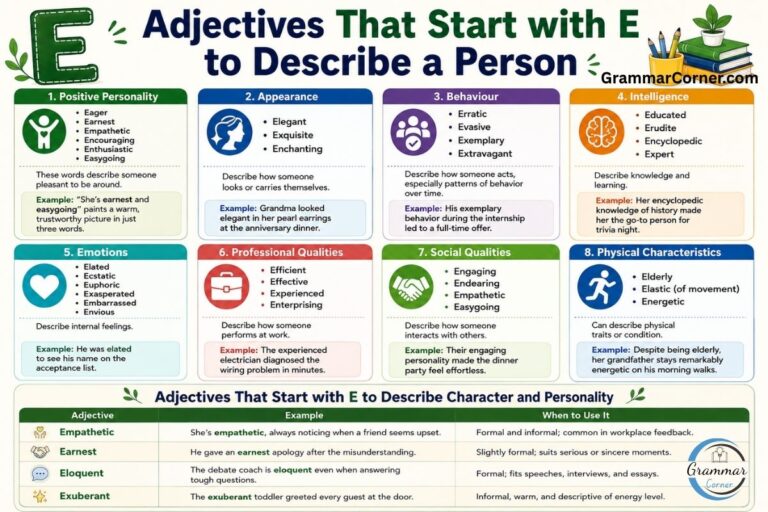 Adjectives that start with E to describe a person