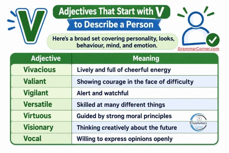 Adjectives that start with V to describe a person