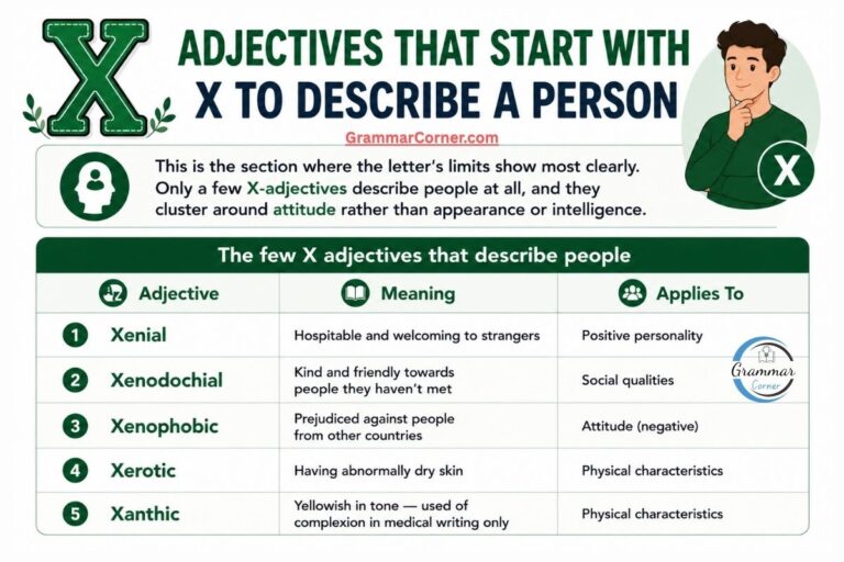 Adjectives that start with X to describe a person