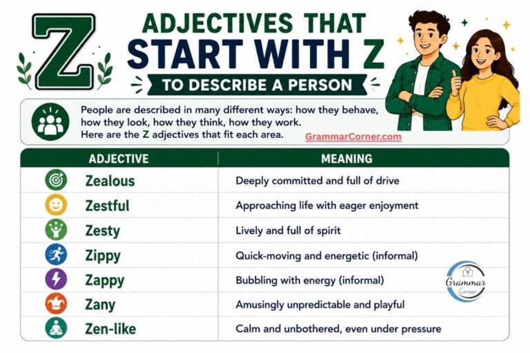 Adjectives that start with Z to describe a person