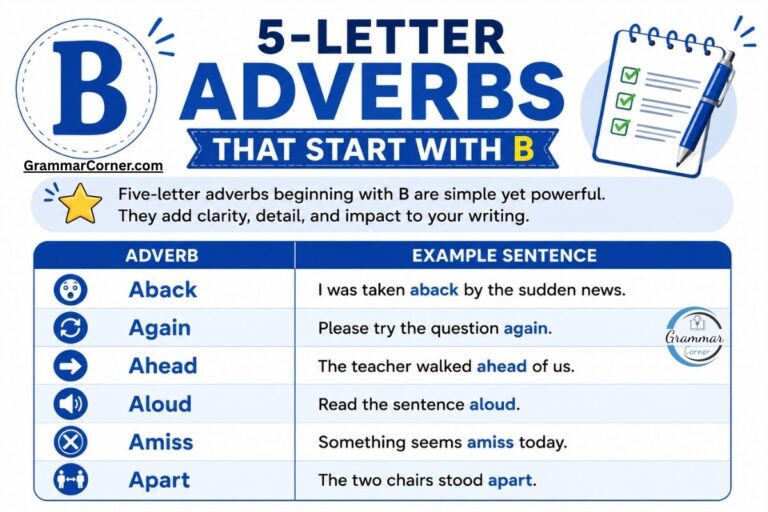 5 Letter Adverbs That Start With B