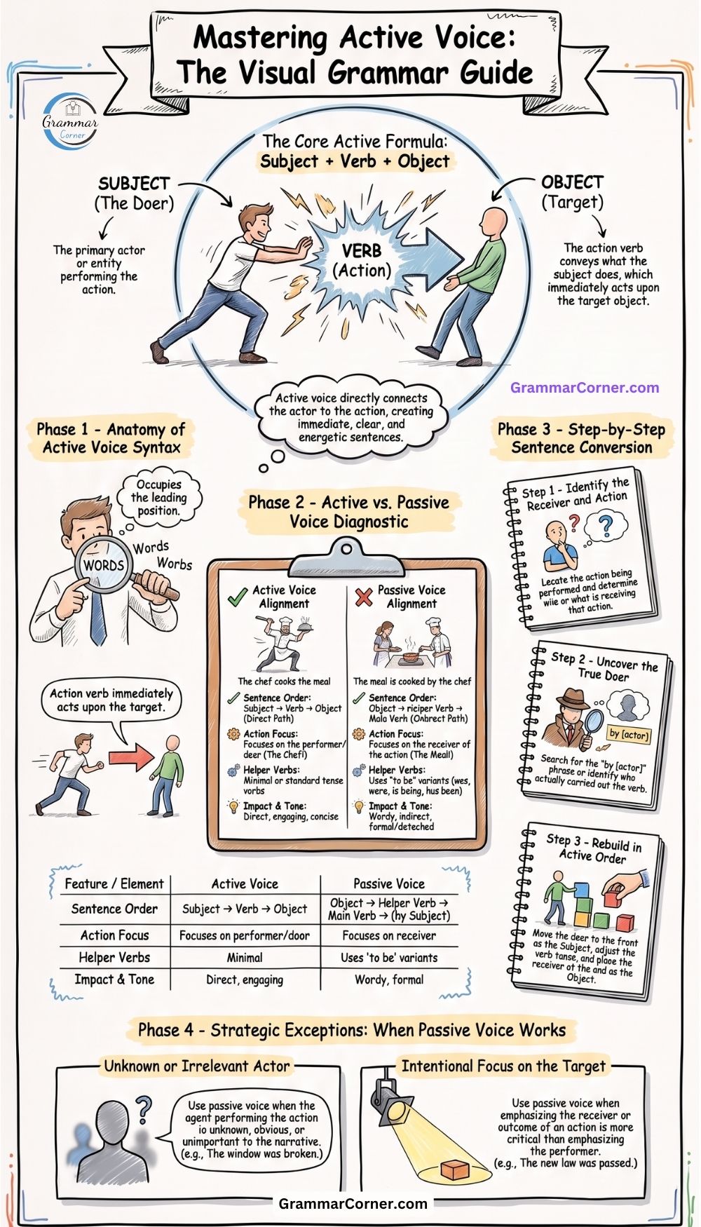 Active Voice Chart (Structure & Examples)