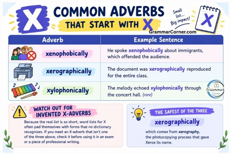 Adverbs That Start With X