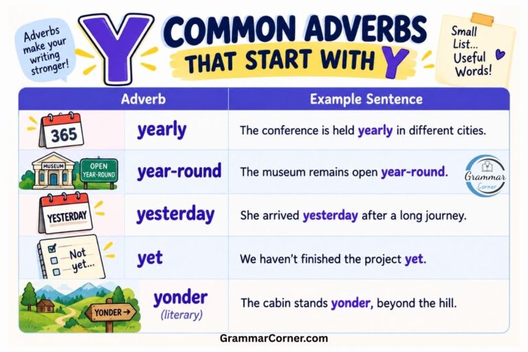 Adverbs That Start With Y