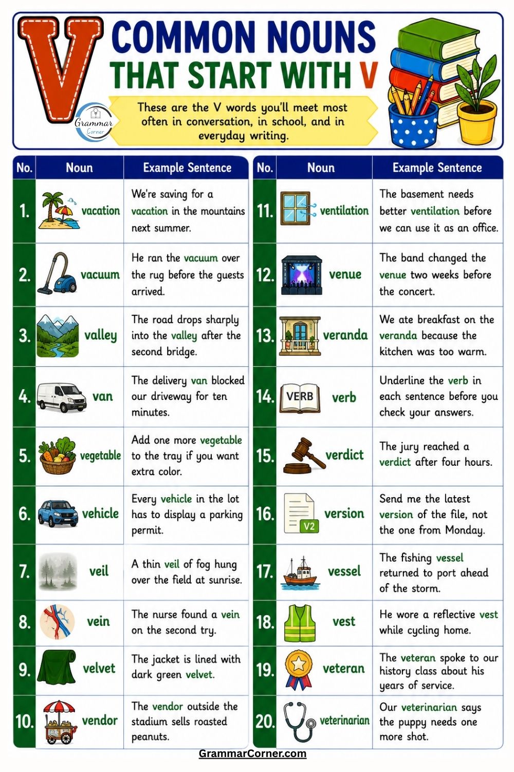 Common Nouns That Start With V