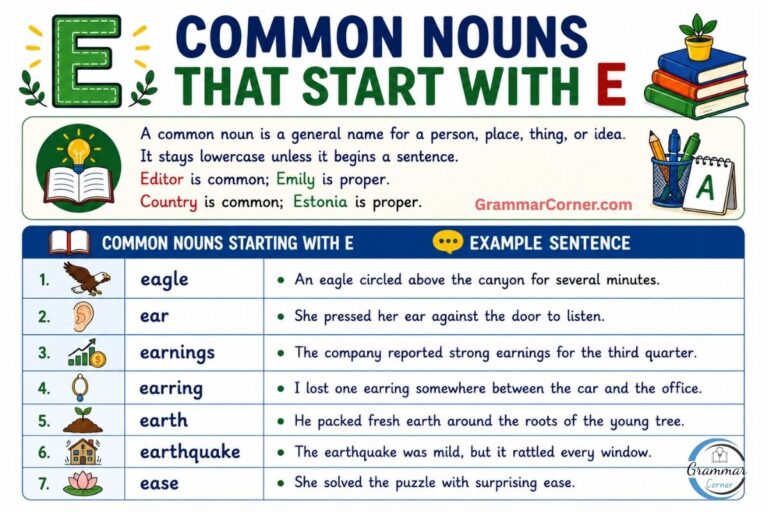 Common Nouns that start with E