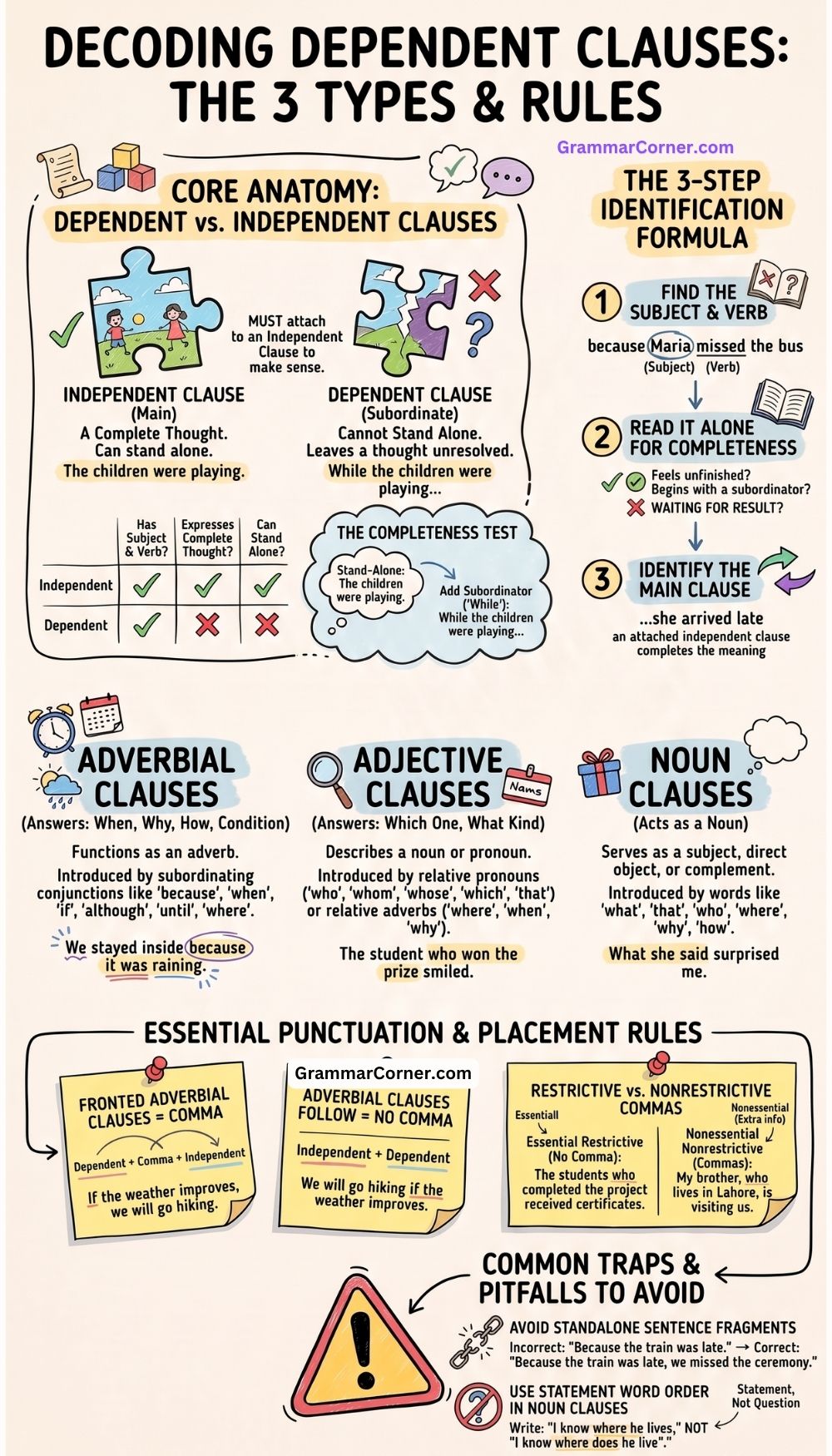 Dependent Clauses (3 Types and Examples)