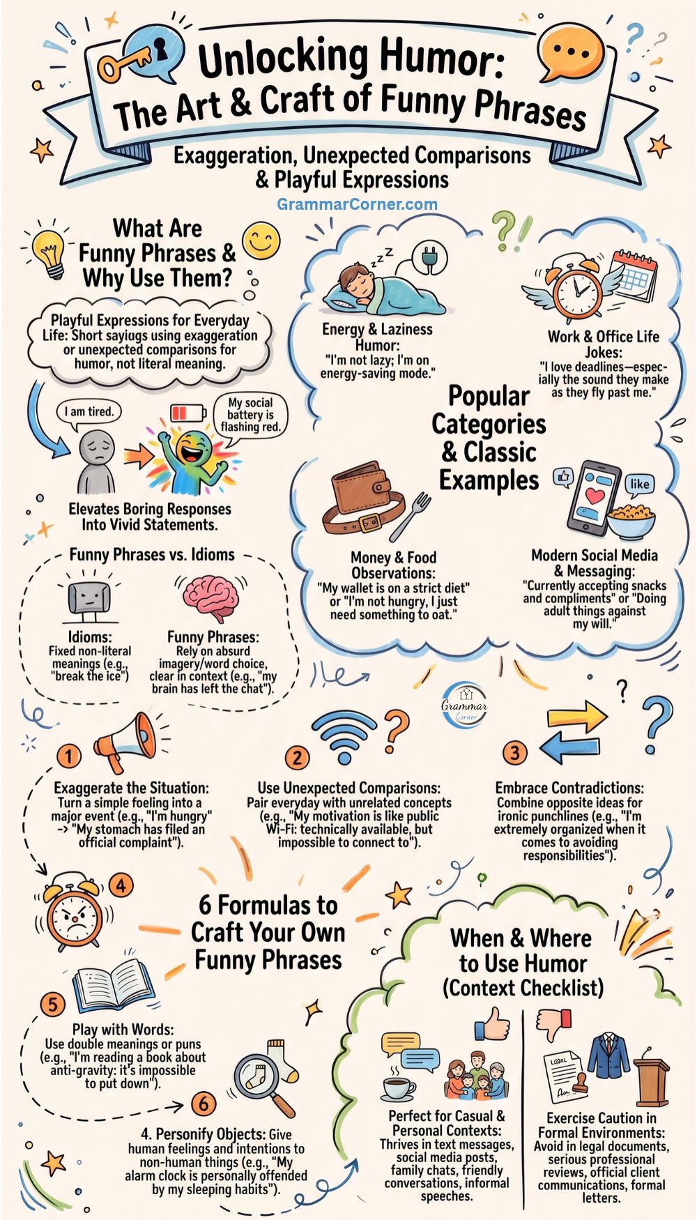 Funny Phrases for Friends, Daily Life and Work