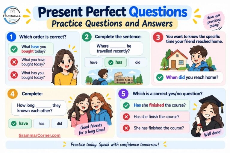 Learn present perfect tense through conversation question