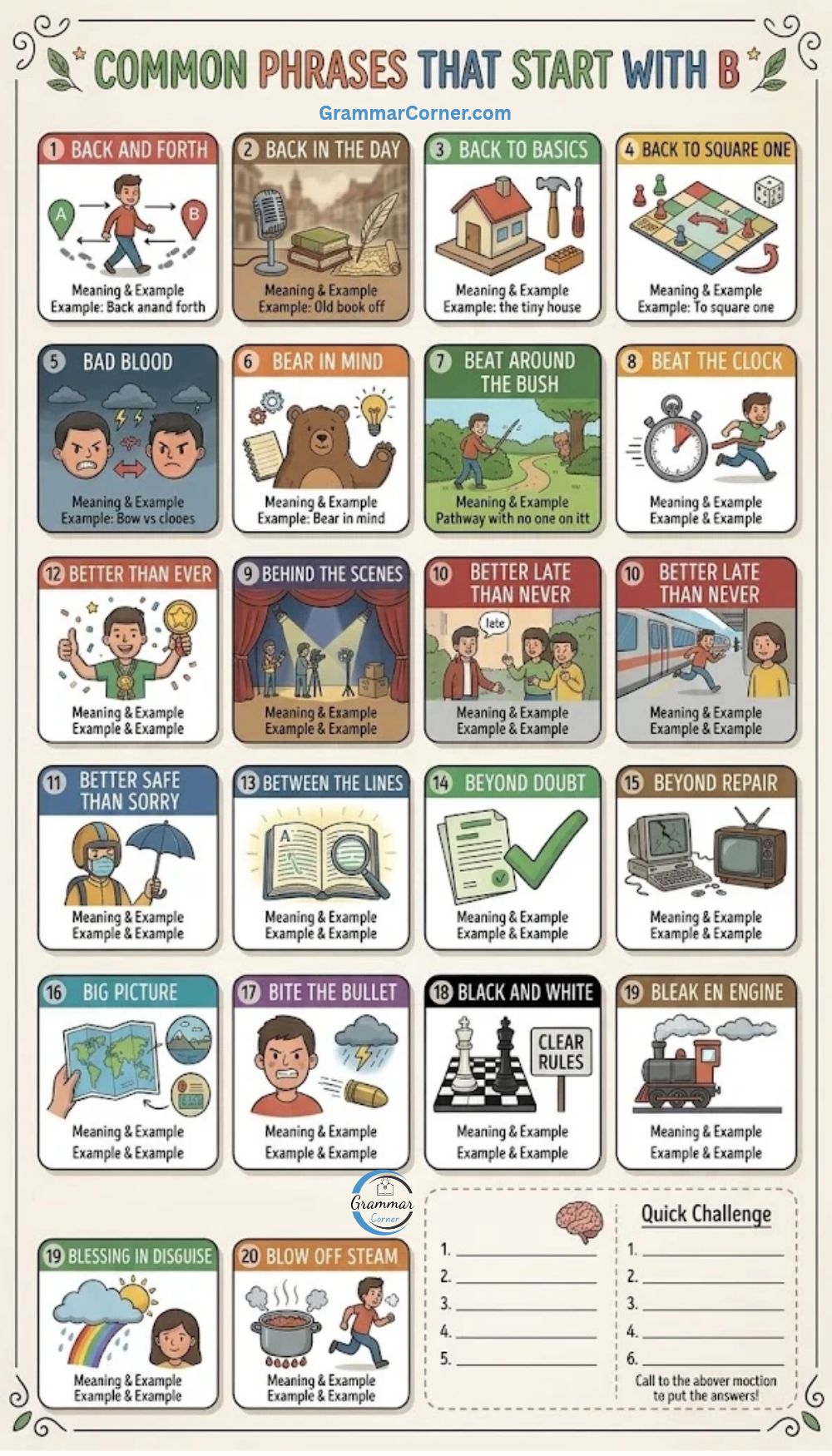 Phrases that Start With B With Meaning & Examples