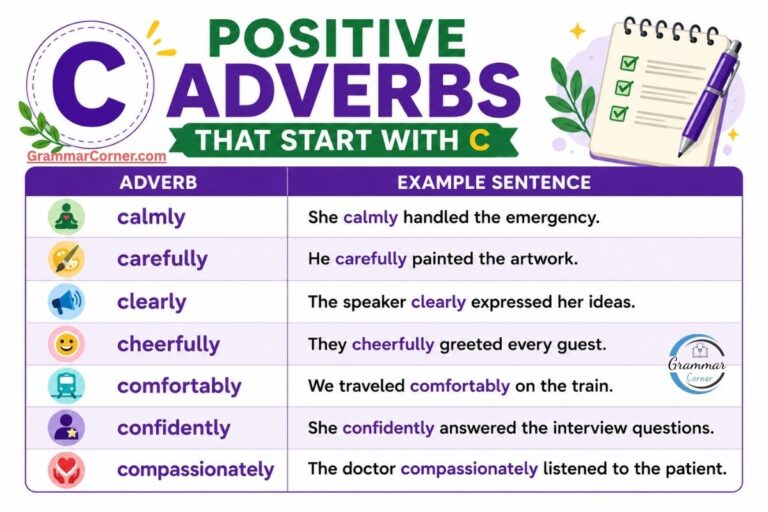 Positive Adverbs That Start With C