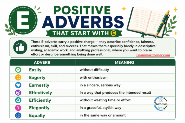 Positive Adverbs That Start With E