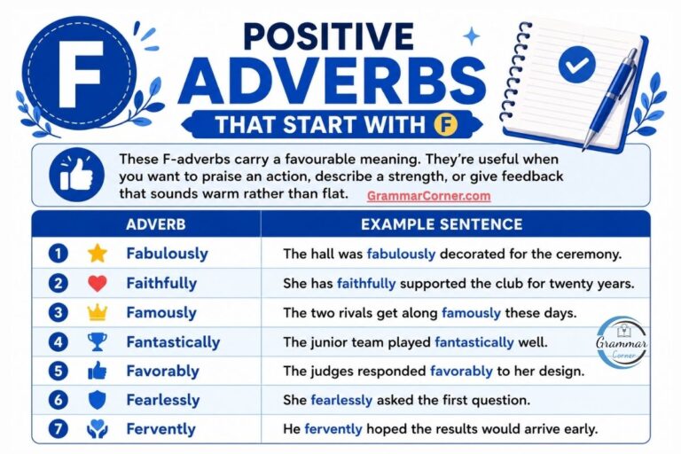 Positive Adverbs That Start With F