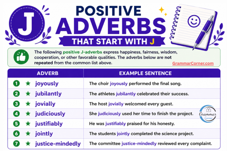 Positive Adverbs That Start With J