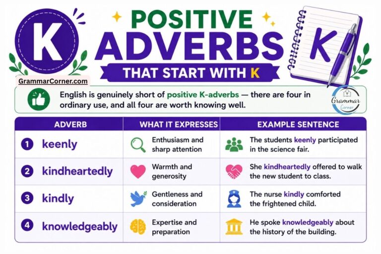 Positive Adverbs That Start With K
