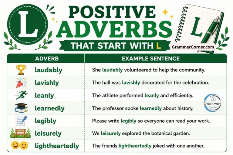 Positive Adverbs That Start With L