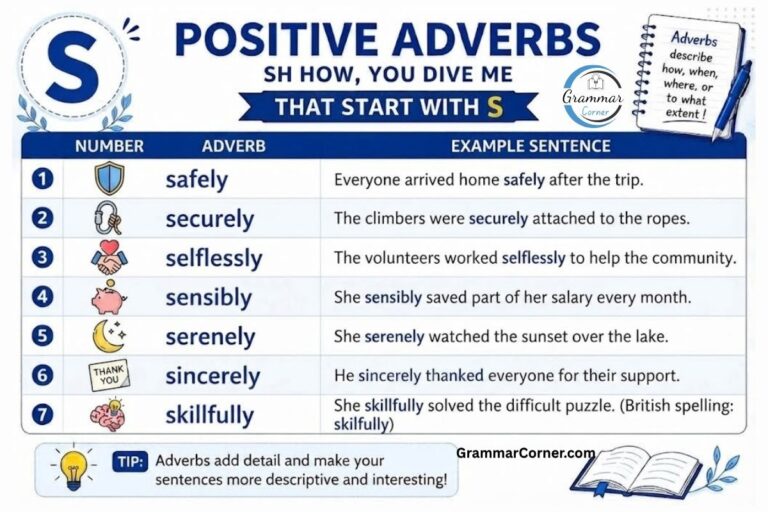 Positive Adverbs That Start With S