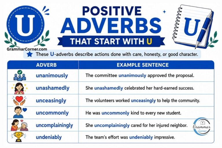 Positive Adverbs That Start With U