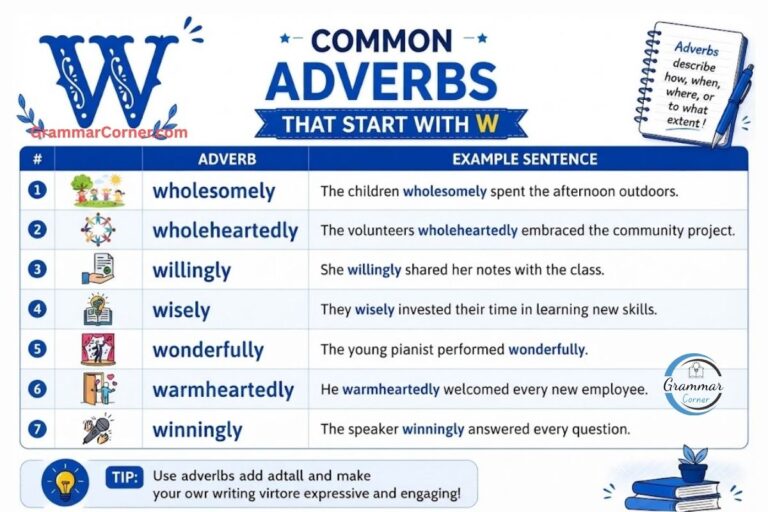 Positive Adverbs That Start With W