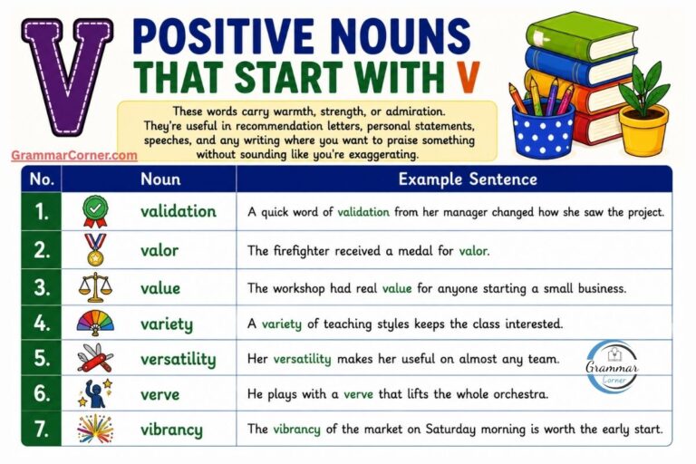 Positive Nouns That Start With V
