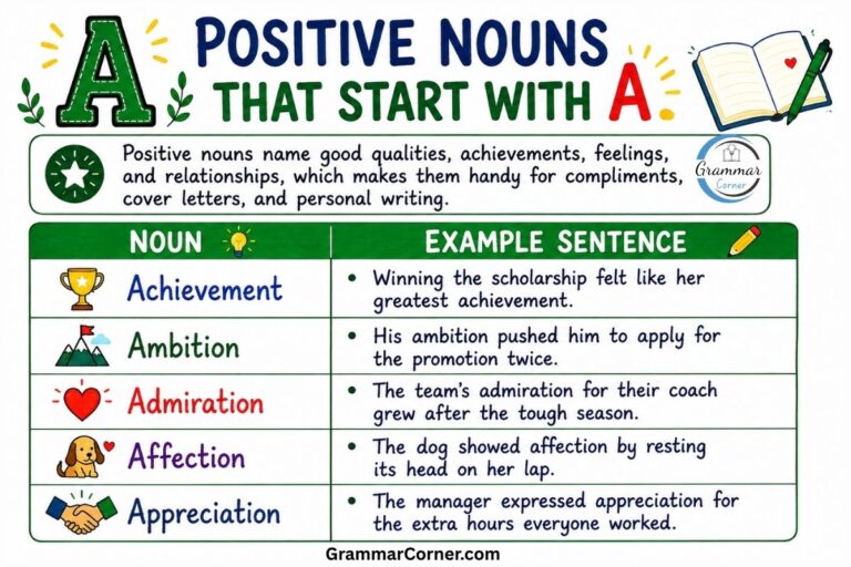 Positive Nouns that start with A (Nouns List Series)