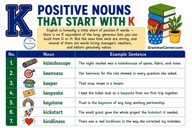 Positive Nouns that start with K