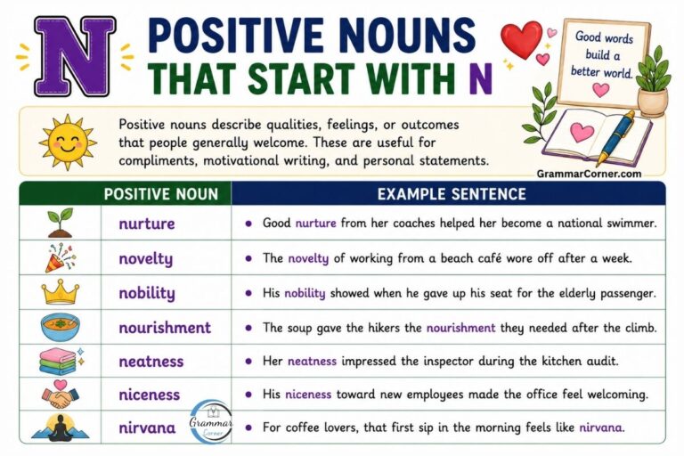 Positive Nouns that start with N