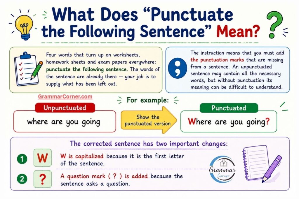 Punctuate the following sentences (with answers)