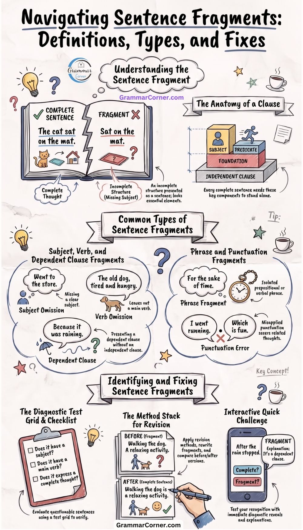 Sentence Fragment (Definition, Types and Fixes)