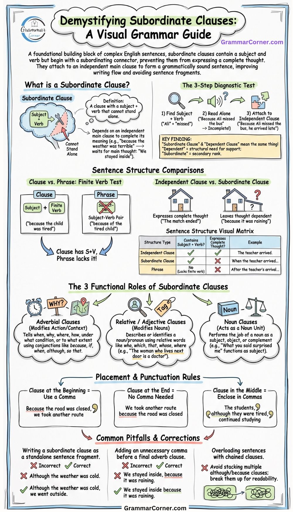 Subordinate Clauses (Structure, Rules & Examples)